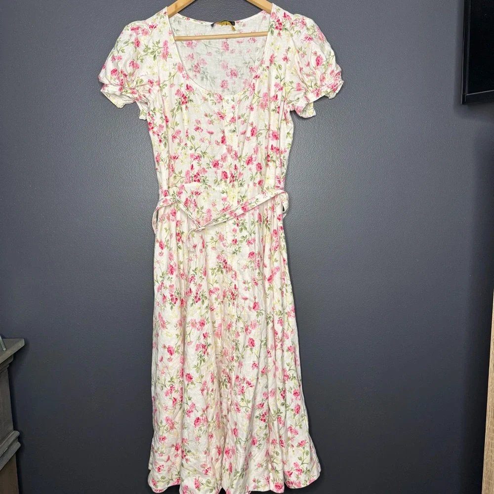 Polo Ralph Lauren Elizabeth Floral Short Sleeve Dress Short Puff Sleeves 8 - Picture 4 of 15